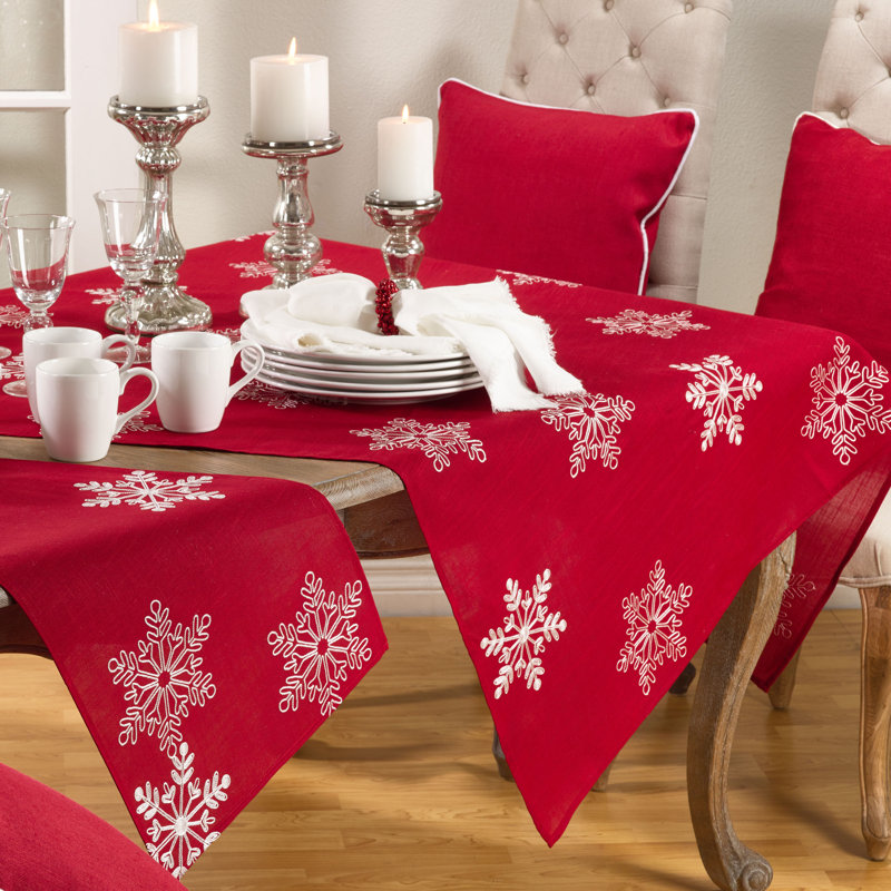 The Holiday Aisle Snow Crystal Snowflake Tablecloth Wayfair